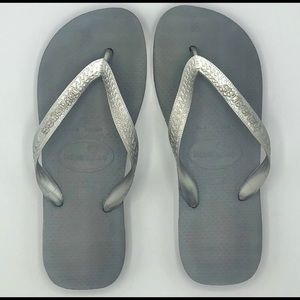 Havianas Silver Flip Flops